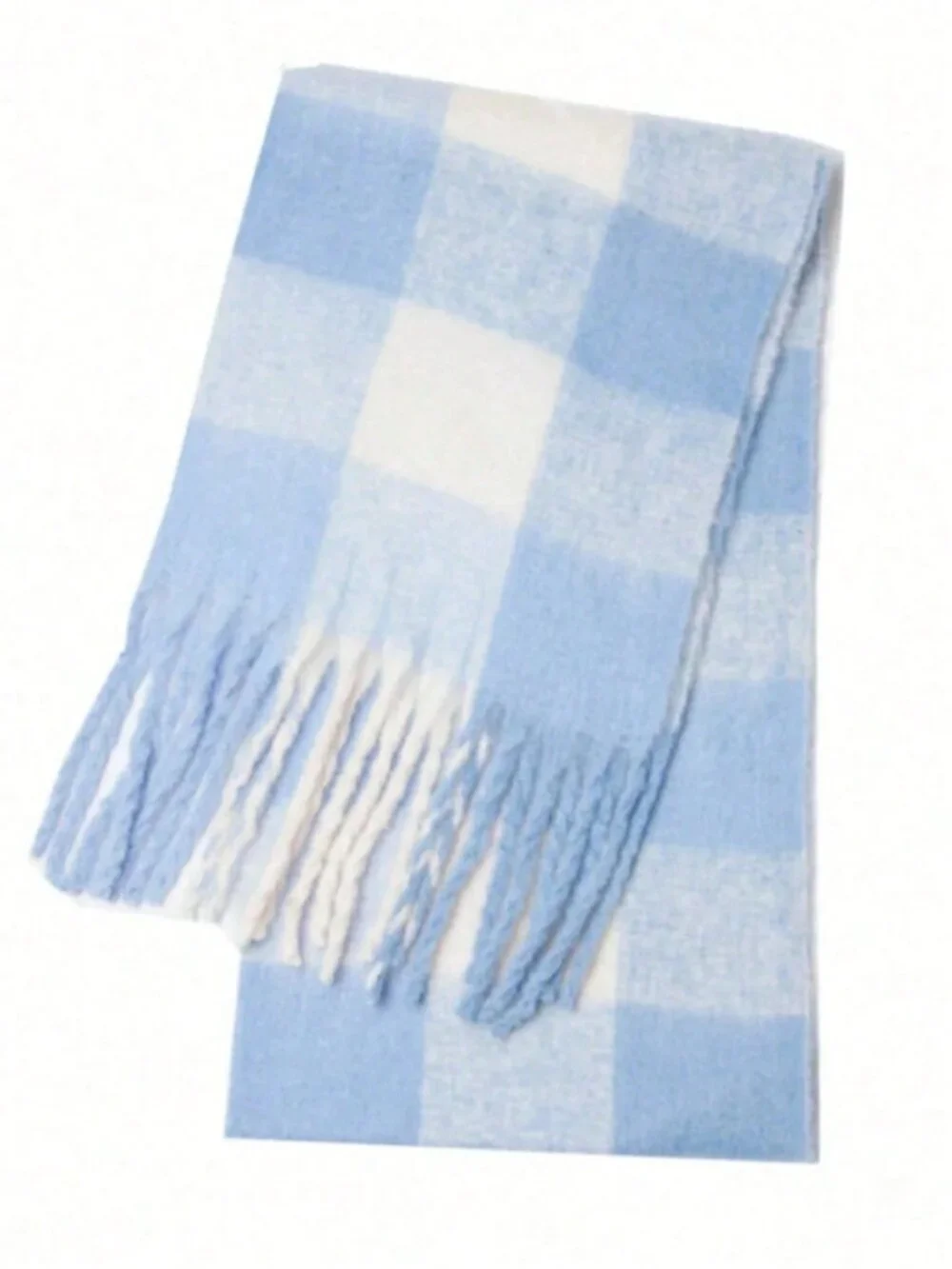 Warm Colorful Women's plaid Fuzzy Warm tassel Shawl scarf